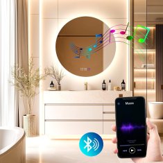 Tutumi Kulaté dotykové zrcadlo s LED osvětlením Bluetooth ROUND 80 cm