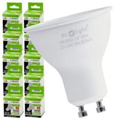 ECOLIGHT 10x LED žárovka - GU10 - 10W - 900lm - 3000k - teplá barva Eco Light