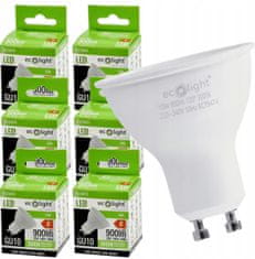 ECOLIGHT 6x LED žárovka - GU10 - 10W - 900lm - 3000k - teplá barva