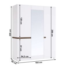 KONDELA Skříň, bílá vysoký lesk HG, dub sonoma tmavý truflový, LYNATET TYP 22 dřevotříska 59x164x209 cm