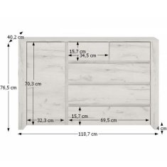 KONDELA Komoda typ 41, 1D-5S, bílá ANGEL dřevotříska 40.2 x 118.7 x 76.5 cm
