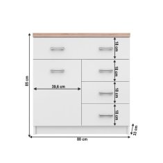 KONDELA Komoda 1D4S bílá, dub sonoma TOPTY TYP 12