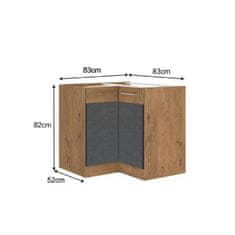 KONDELA Spodní rohová skříňka šedá, hnědá VEGA 90x90 DN 1F BB dřevotříska 52 x 83 x 82 cm