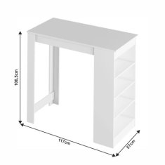 KONDELA Barový stůl bílá 117x57 cm Austen