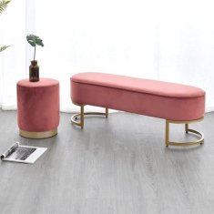 KONDELA Designová lavice růžová Velvet látka MIRILA NEW