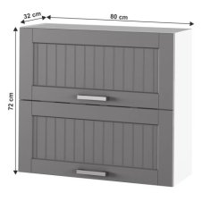 KONDELA Horní skříňka tmavě šedá, bílá JULIA TYP 12 dřevotříska 32 x 80 x 72 cm