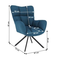 KONDELA Designové otočné křeslo, petrolejová, černá, KOMODO látka 72 x 67 x 97 cm