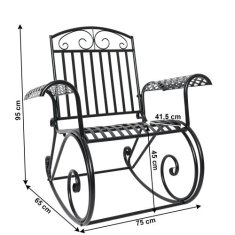 KONDELA Zahradní houpací křeslo černé SAIDI kov 65 x 75 x 95 cm