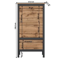 KONDELA Komoda 1D1S/60 dub wotan, černá LOFTA