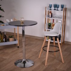 KONDELA Barový stůl s nastavitelnou výškou černá průměr 60 cm BRANY 2 NEW