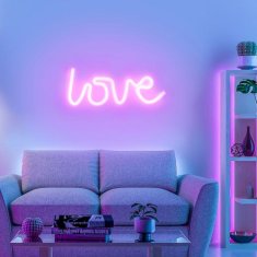 PAUL NEUHAUS LEUCHTEN DIREKT is JUST LIGHT LED nástěnné svítidlo růžová, LOVE nápis, USB, šňůrový vypínač, dekorativní LD 85021-87