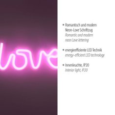 PAUL NEUHAUS LEUCHTEN DIREKT is JUST LIGHT LED nástěnné svítidlo růžová, LOVE nápis, USB, šňůrový vypínač, dekorativní LD 85021-87