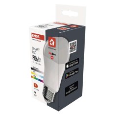 Emos EMOS Chytrá LED žárovka GoSmart A60 / E27 / 9 W (60 W) / 806 lm / RGB / stmívatelná / Zigbee ZQZ514R