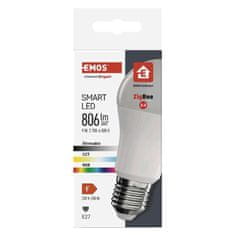 Emos EMOS Chytrá LED žárovka GoSmart A60 / E27 / 9 W (60 W) / 806 lm / RGB / stmívatelná / Zigbee ZQZ514R