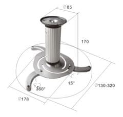 Cabletech Stropní montáž projektoru stříbrný UCH0100