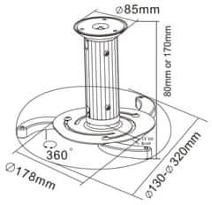 Cabletech Stropní montáž projektoru stříbrný UCH0100