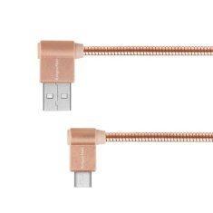 Krüger&Matz Kabel USB - úhlová zástrčka typu C 1m 3A Kruger & Matz růžová KM0361