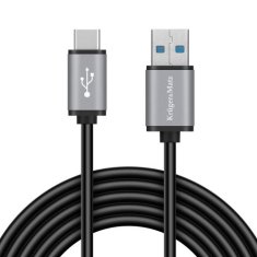 Krüger&Matz Kabel USB 3.0 V zástrčka - Kruger & Matz Základní typ C 5G 1m zástrčka šedá KM1244