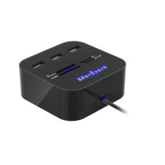 Rebel 3portový USB 2.0 HUB se čtečkou paměťových karet černý KOM1020