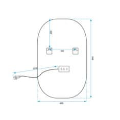 Tutumi Oválné dotykové zrcadlo s LED osvětlením HALLO DDJ 80x60 cm