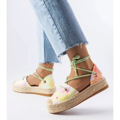 Zelené vázané espadrilky na platformě velikost 40