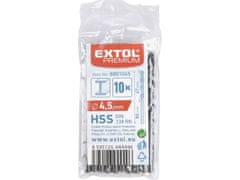 Extol Premium Vrtáky do kovu (8801045) HSS, bal 10ks, O 4,5 L=80 L1=47, HSS