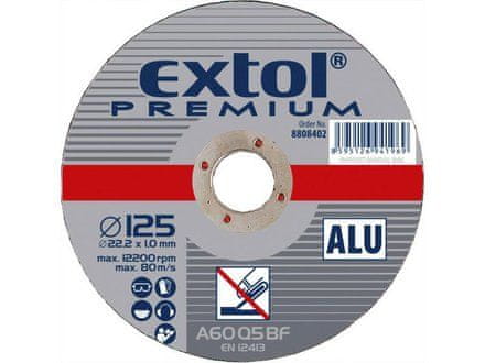 Extol Premium Kotouč řezný na hliník (8808402) kotouč řezný na hliník, 125x1,0x22,2mm