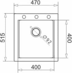 PYRAMIS Kuchyňský granitový dřez SIROS 47x51,5 vanilla (70.084.601)