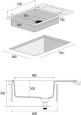 Concept Kuchyňský granitový dřez DG05L60bc Linea ČERNÝ