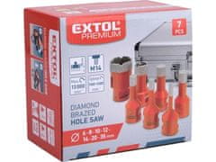 Extol Premium Sada vykružovacích korunek 8802991 7ks diamantových, O 6-8-10-12-14-20-35mm, závit M14