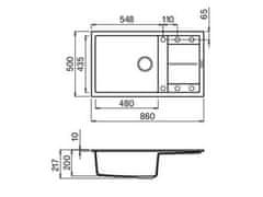 Elleci Granitový kuchyňský dřez s odkapem UNICO 410 G43