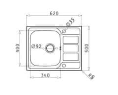 PYRAMIS Nerezový kuchyňský dřez ΑΤΗΕΝΑ 62X50 1B 1D