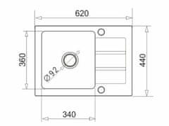 PYRAMIS Granitový kuchyňský dřez NEXT 62x44Snow 070166201