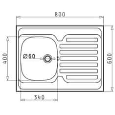 PYRAMIS Nerezový kuchyňský dřez INTERNATIONAL (80X60) 1B 1D (100106903)