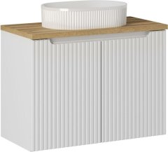 COMAD Závěsná skříňka Nova White II s deskou a umyvadlem 80 cm bílá/dub coast evoke