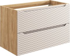 COMAD Koupelnová skříňka Ocean Beige II s deskou a umyvadlem 90 cm béžová/dub olejovaný