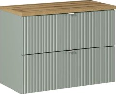 COMAD Závěsná skříňka pod umyvadlo Line Reed s deskou 80 cm zelená/dub coast evoke