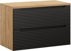 COMAD Závěsná skříňka pod umyvadlo Luxor Black I s deskou 90 cm černá/dub olejovaný