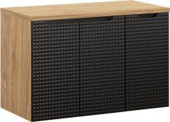 COMAD Závěsná skříňka pod umyvadlo Luxor Black s deskou 90 cm černá/dub olejovaný