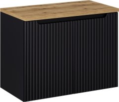 COMAD Závěsná skříňka pod umyvadlo Nova Black II s deskou 80 cm černá/dub evoke