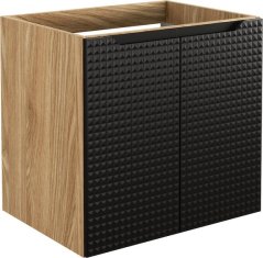 COMAD Závěsná skříňka pod umyvadlo Luxor Black s deskou 90 cm černá/dub olejovaný