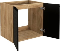 COMAD Závěsná skříňka pod umyvadlo Luxor Black s deskou 90 cm černá/dub olejovaný