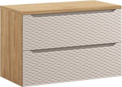 COMAD Závěsná skříňka pod umyvadlo Ocean Beige s deskou 90 cm béžová/dub olejovaný