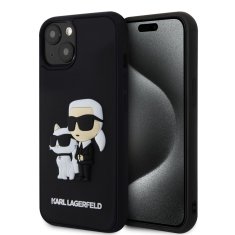 Karl Lagerfeld  3D Rubber Karl and Choupette Zadní Kryt pro iPhone 13 Black