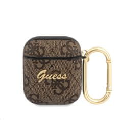 Guess  4G Script PC/PU Pouzdro pro Airpods 1/2 Brown