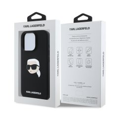 Karl Lagerfeld Zadní kryt Liquid Silicone Karl Head MagSafe pro iPhone 16 Pro Black