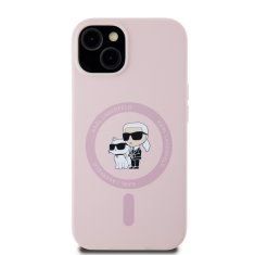 Karl Lagerfeld  Liquid Silicone Karl and Choupette Magsafe Zadní Kryt pro iPhone 14 Pink