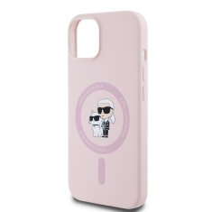 Karl Lagerfeld  Liquid Silicone Karl and Choupette Magsafe Zadní Kryt pro iPhone 14 Pink