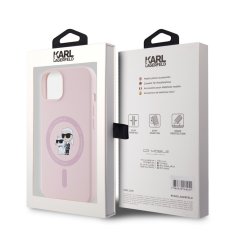 Karl Lagerfeld  Liquid Silicone Karl and Choupette Magsafe Zadní Kryt pro iPhone 14 Pink