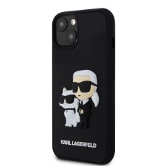 Karl Lagerfeld  3D Rubber Karl and Choupette Zadní Kryt pro iPhone 13 Black